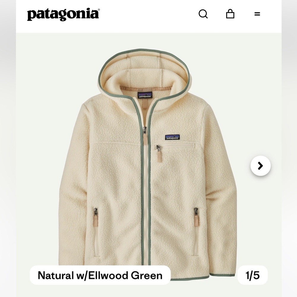 Patagonia Natural Fleece Jacket with blue trim